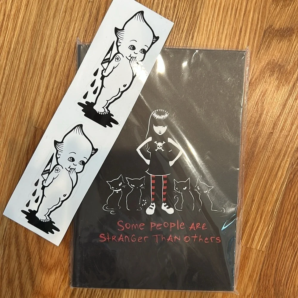 Emily the strange dolls kill Black Cat-Themed Notebook & 2 Elliot Stickers